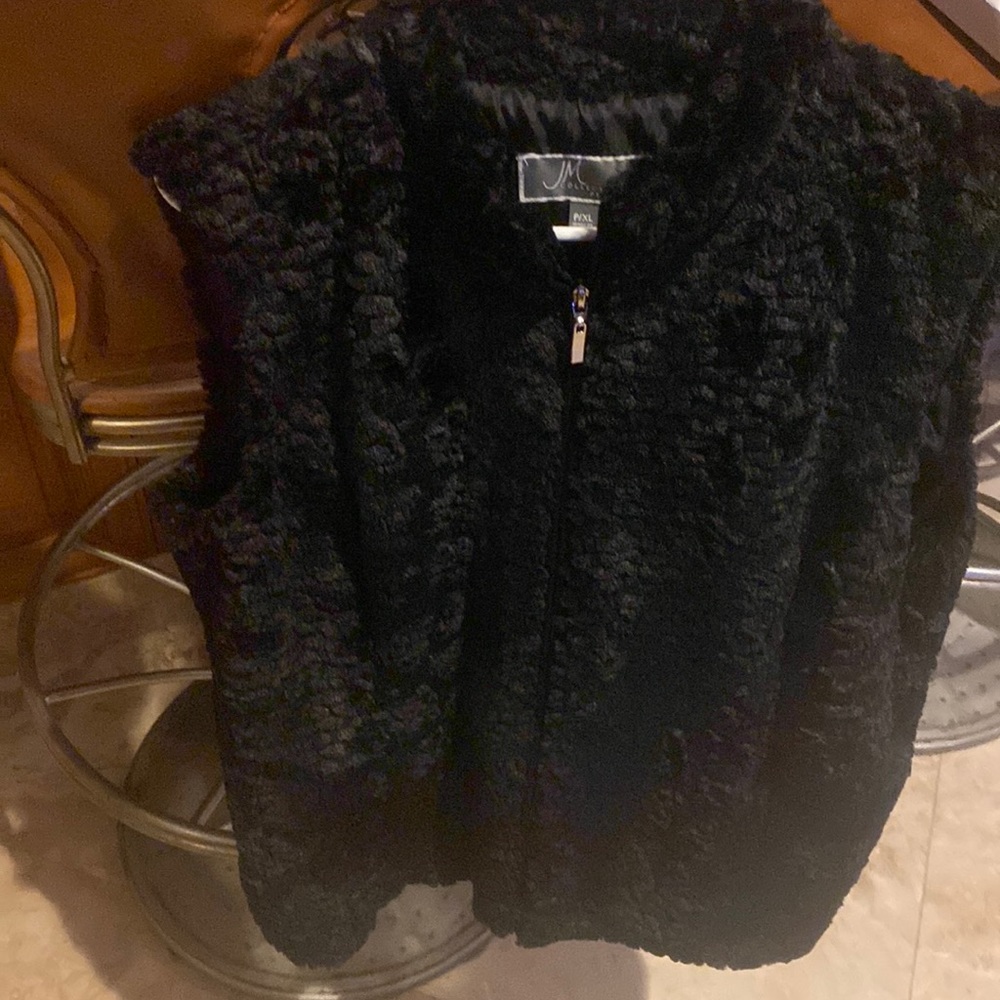 Furry black winter vest